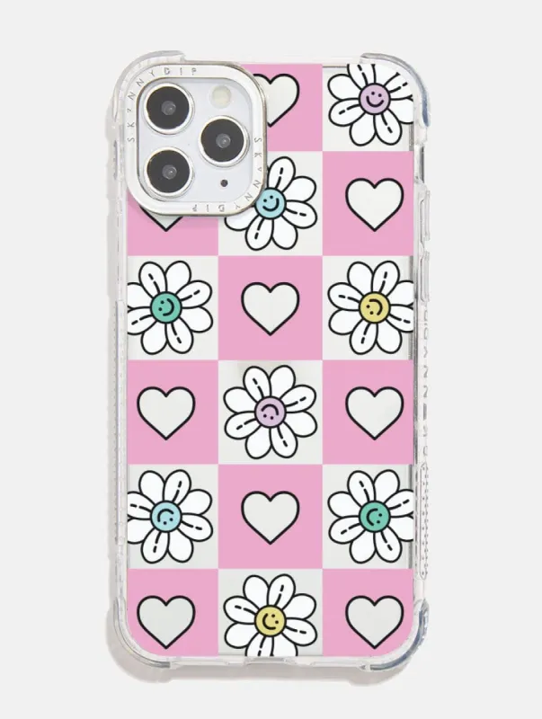 Flower Heart Checked Shock iPhone Case sold by Skinnydip London