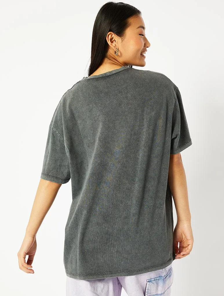 Stay Cool Cat Oversized Acid Wash T-Shirt sold by Skinnydip London product image thumbnail 4