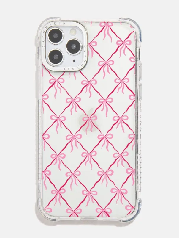 Quilted Bow Pink & Red Shock iPhone Case sold by Skinnydip London