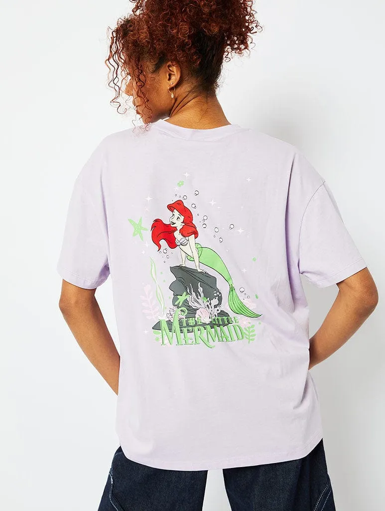 Disney Little Mermaid Lilac Oversized T-Shirt sold by Skinnydip London
