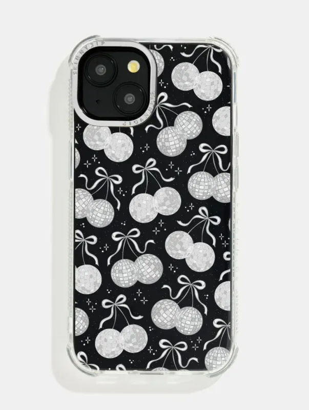 White Bow Disco Cherry Shock iPhone Case sold by Skinnydip London