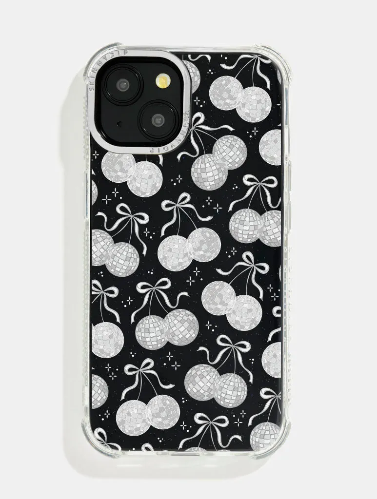 White Bow Disco Cherry Shock iPhone Case sold by Skinnydip London
