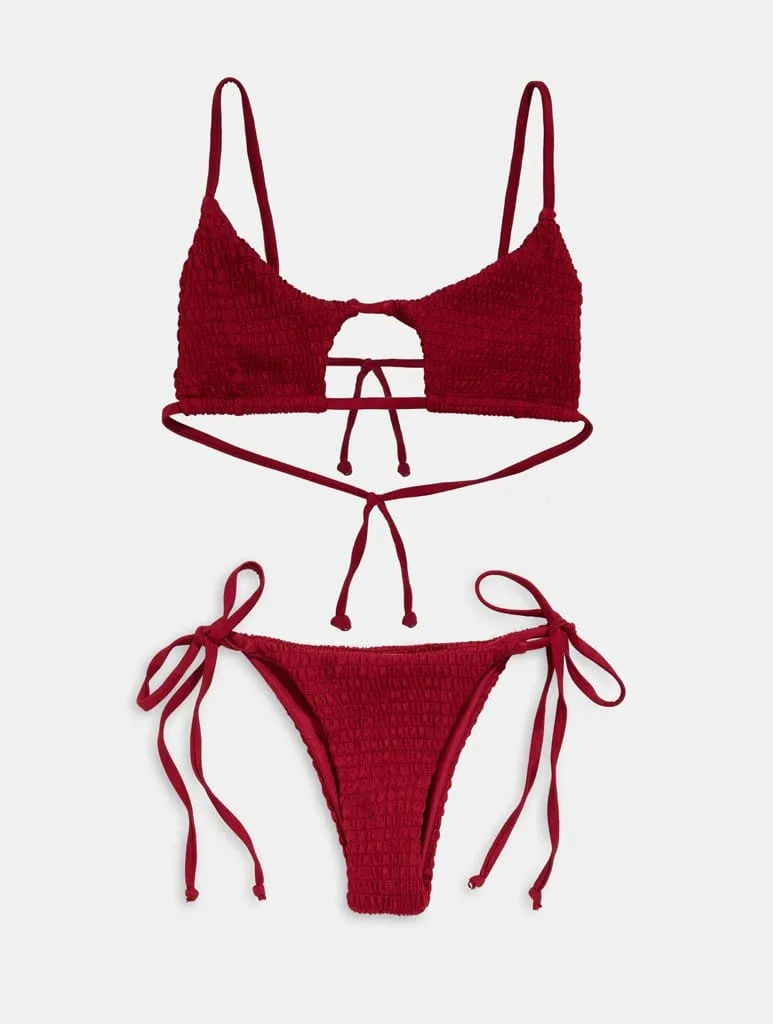 Marbella Burgundy Smock Bikini Bottoms sold by Skinnydip London product image thumbnail 5