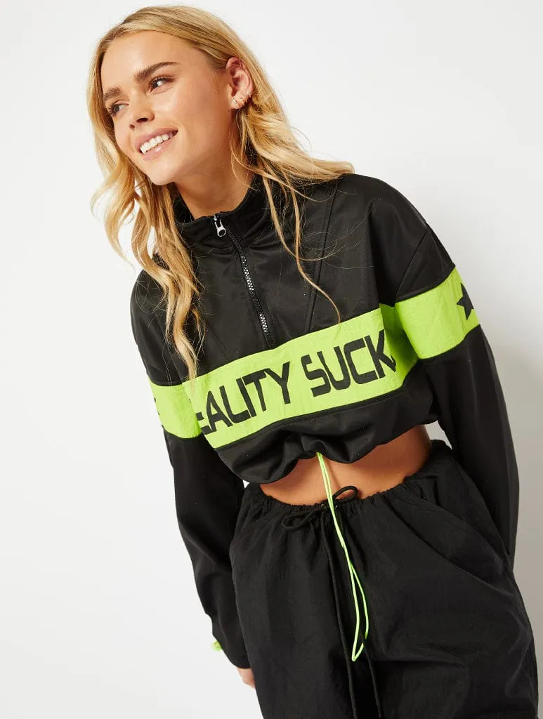Reality Sucks Half Zip Sweatshirt sold by Skinnydip London product image thumbnail 5