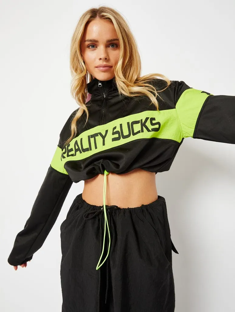 Reality Sucks Half Zip Sweatshirt sold by Skinnydip London