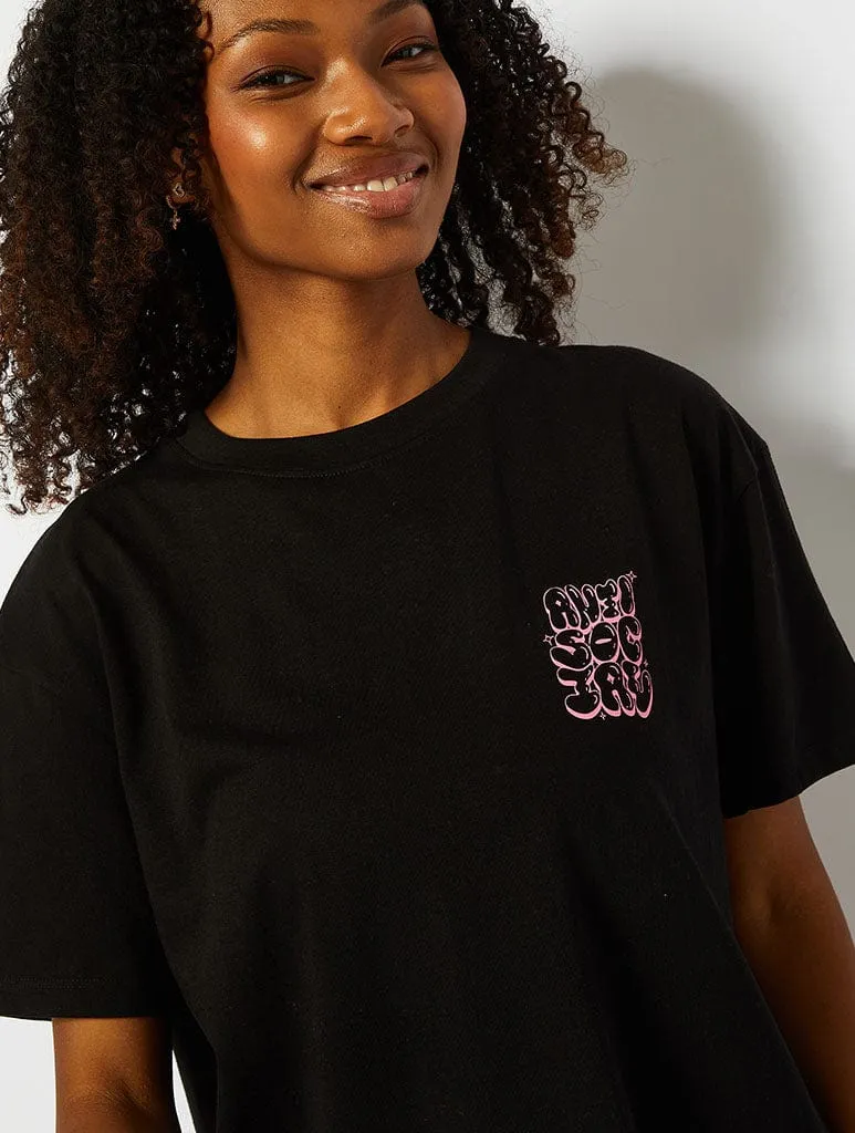 Antisocial Graphic Black Oversized T-Shirt sold by Skinnydip London product image thumbnail 3