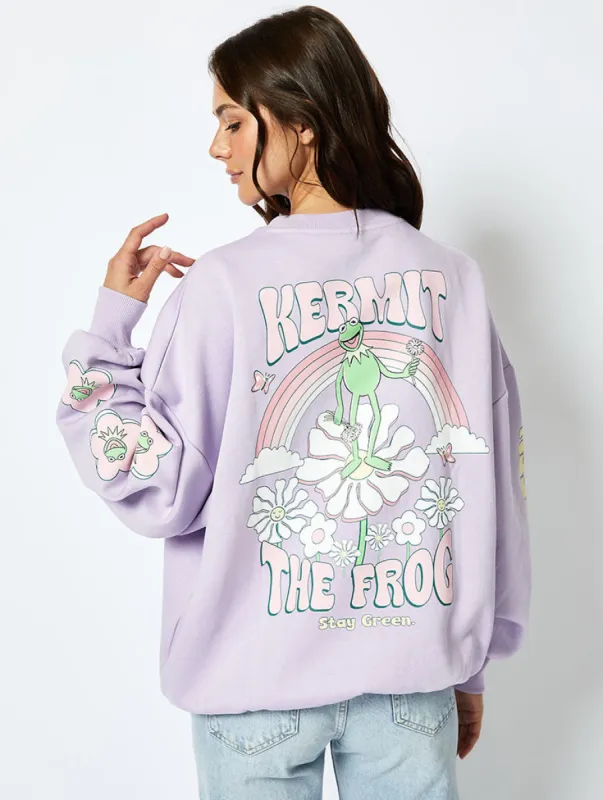 Disney Kermit The Frog Sweatshirt in Lilac sold by Skinnydip London