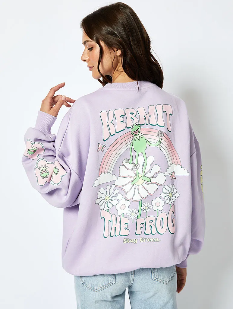Disney Kermit The Frog Sweatshirt in Lilac sold by Skinnydip London