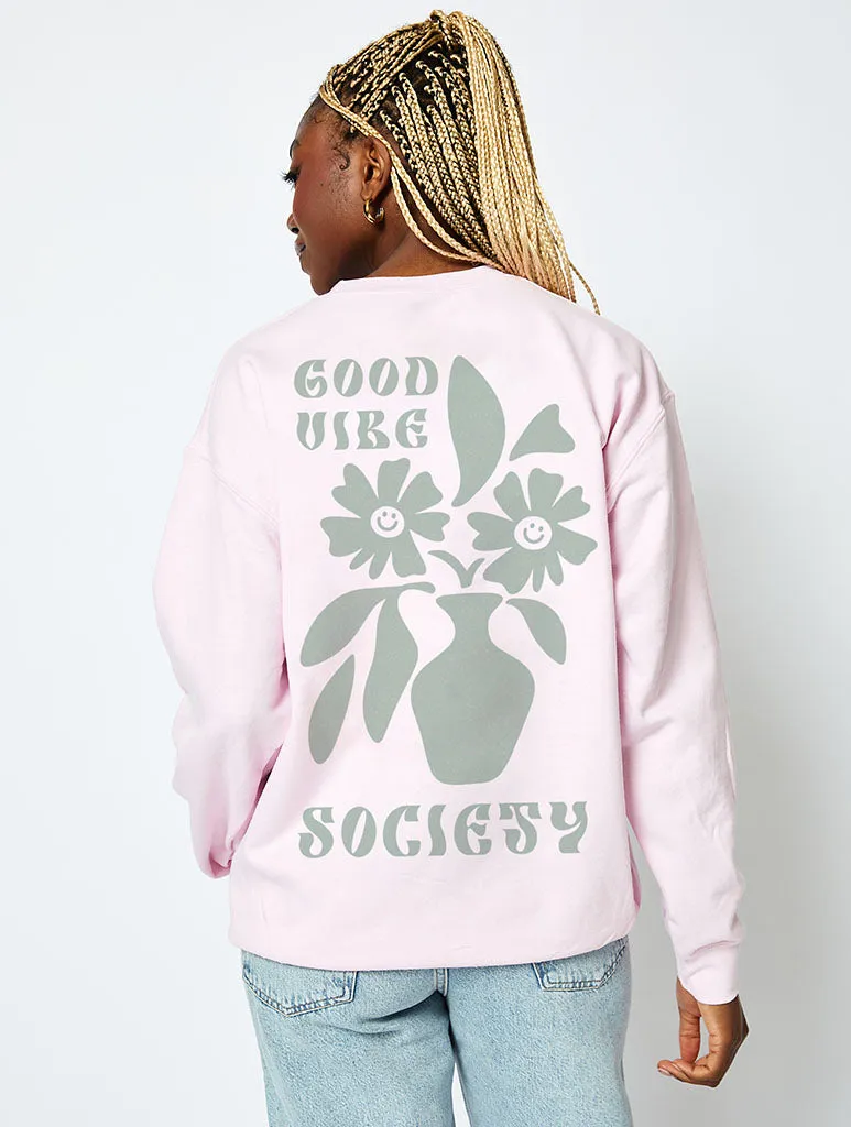 Good Vibe Society Sweatshirt in Pink sold by Skinnydip London