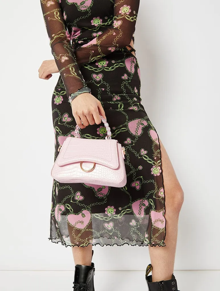 Harper Light Pink Croc Beaded Handle Tote Bag sold by Skinnydip London product image thumbnail 2