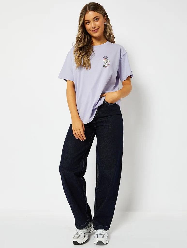 Lets Go Girls Catgirl Oversized T-Shirt in Lilac sold by Skinnydip London product image thumbnail 5
