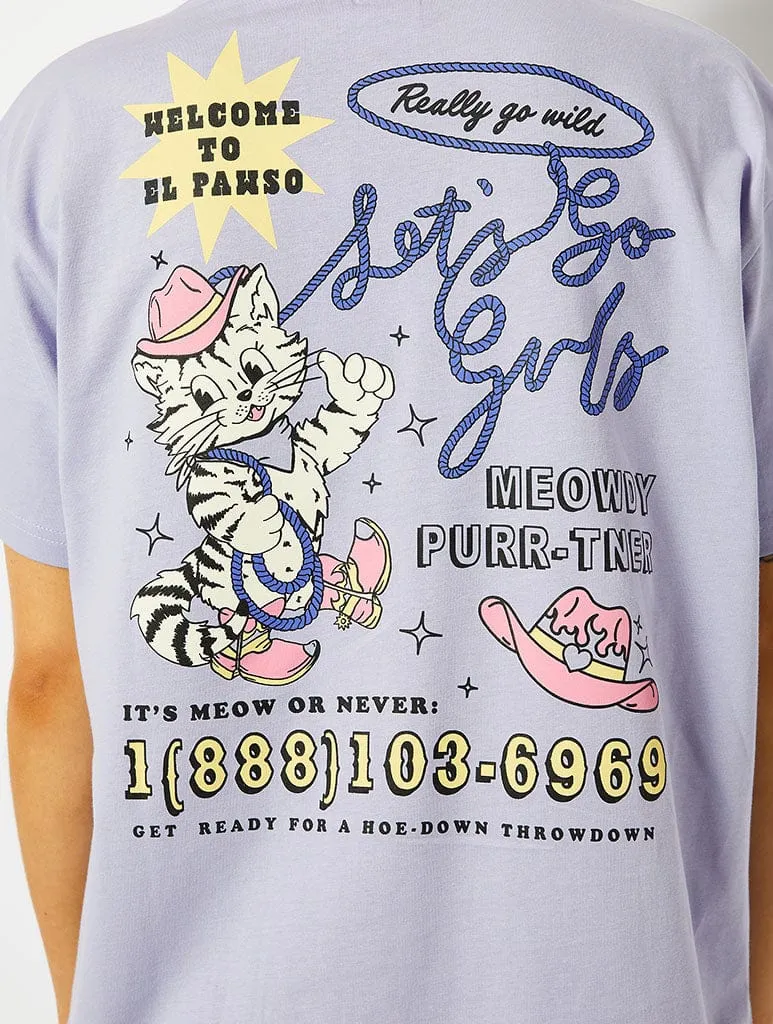 Lets Go Girls Catgirl Oversized T-Shirt in Lilac sold by Skinnydip London product image thumbnail 4