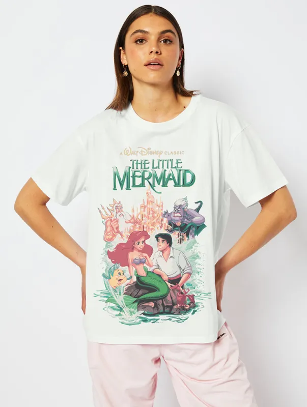 Disney Little Mermaid Poster T-Shirt in Ecru sold by Skinnydip London