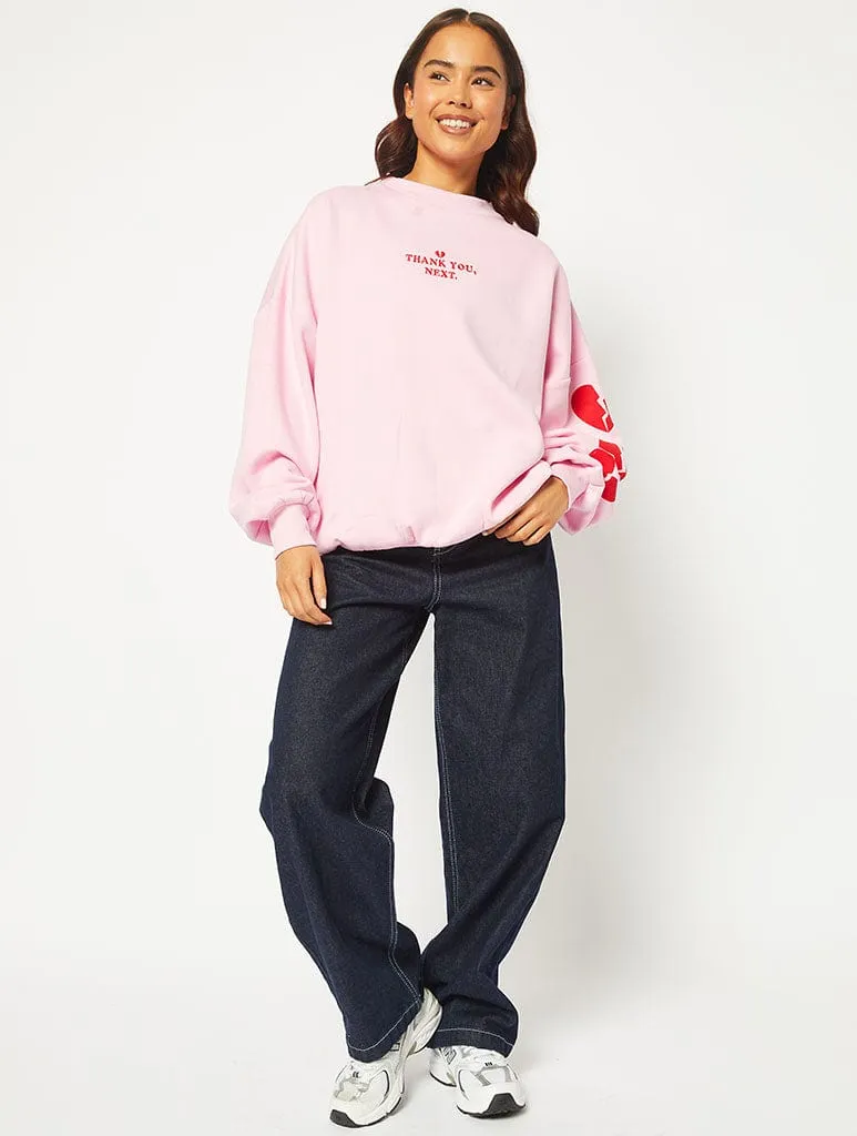 Thank You Next Pink Oversized Sweatshirt sold by Skinnydip London product image thumbnail 5