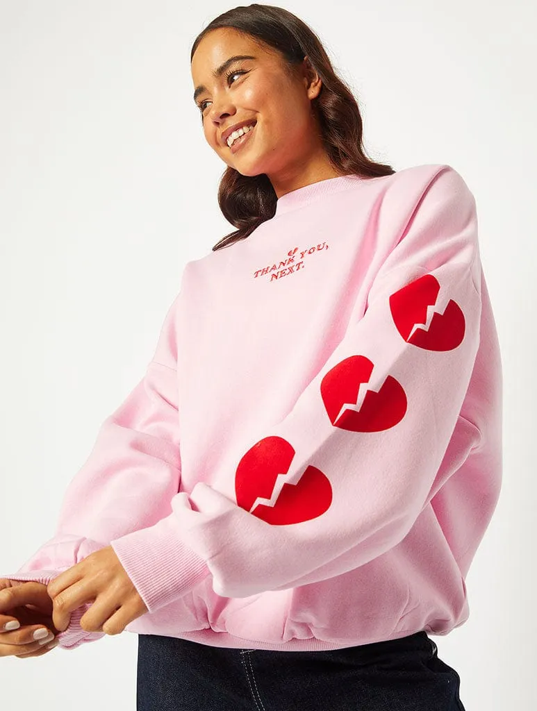 Thank You Next Pink Oversized Sweatshirt sold by Skinnydip London product image thumbnail 4