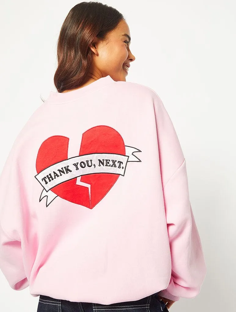 Thank You Next Pink Oversized Sweatshirt sold by Skinnydip London
