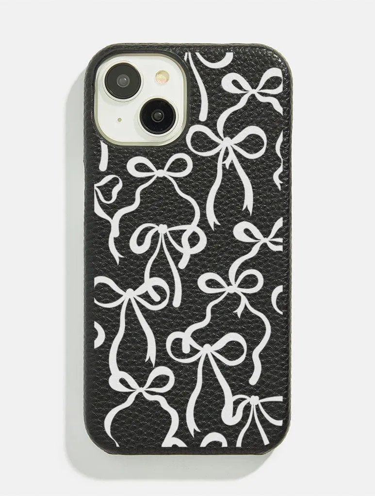 Black White Bows Vegan Leather iPhone Case sold by Skinnydip London