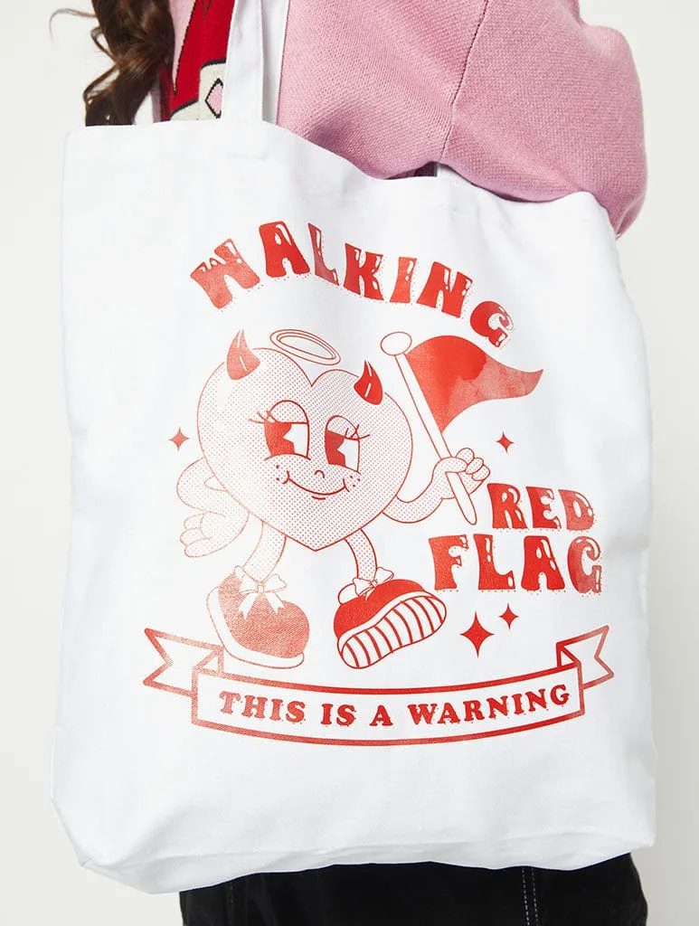 Walking Red Flag Tote Bag sold by Skinnydip London