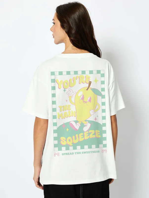 You're The Main Squeeze T-Shirt in Ecru sold by Skinnydip London