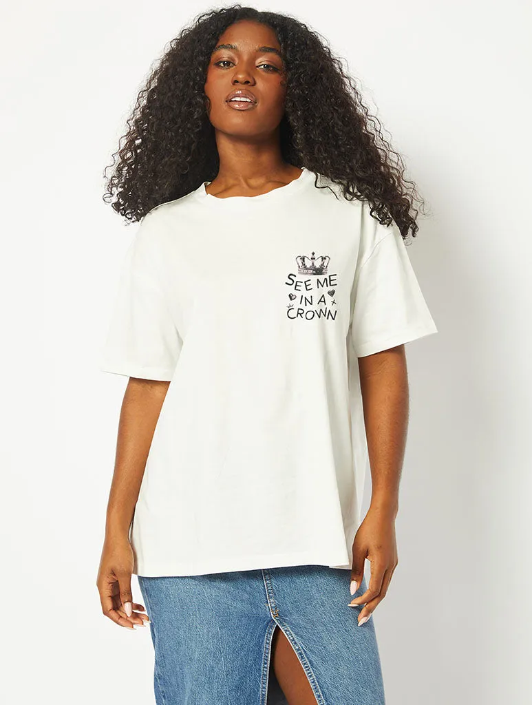 You Should See Me In A Crown T-Shirt in Ecru sold by Skinnydip London product image thumbnail 2