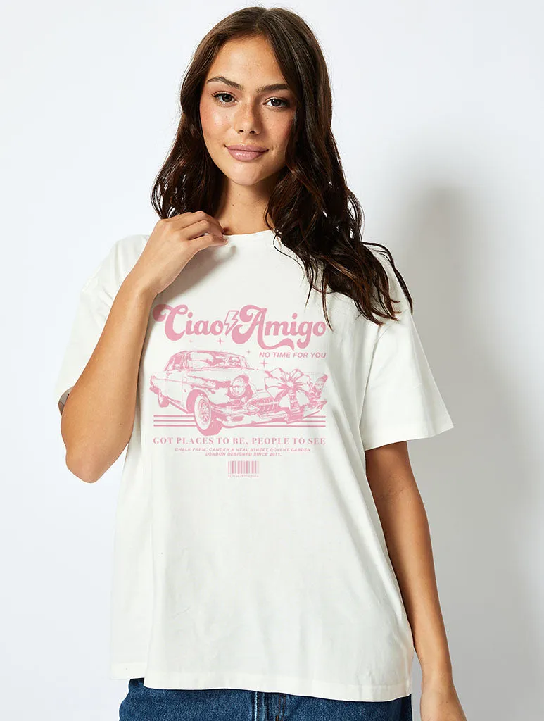 Ciao Amigo T-Shirt In Ecru sold by Skinnydip London