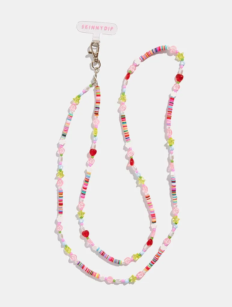 Rainbow Cloud Cross Body Beaded Phone Strap sold by Skinnydip London