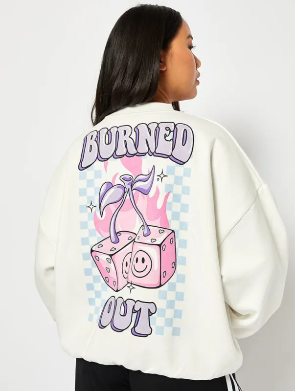 Burned Out Ecru Oversized Sweatshirt sold by Skinnydip London