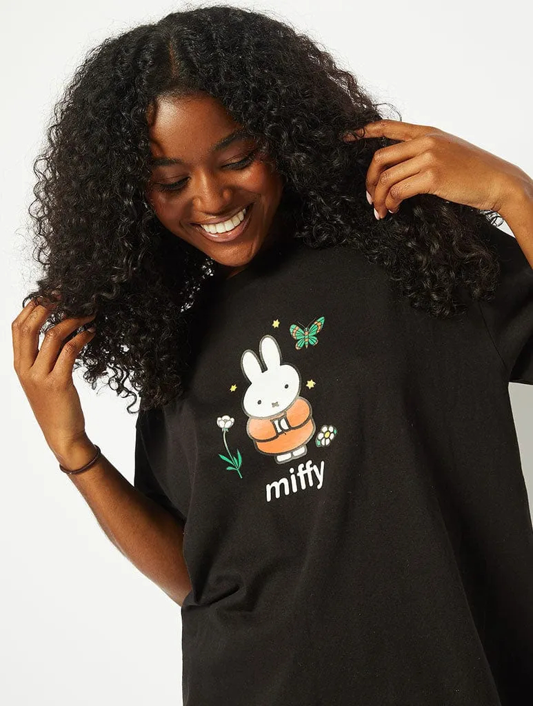 Miffy x Skinnydip Black Oversized T-Shirt sold by Skinnydip London