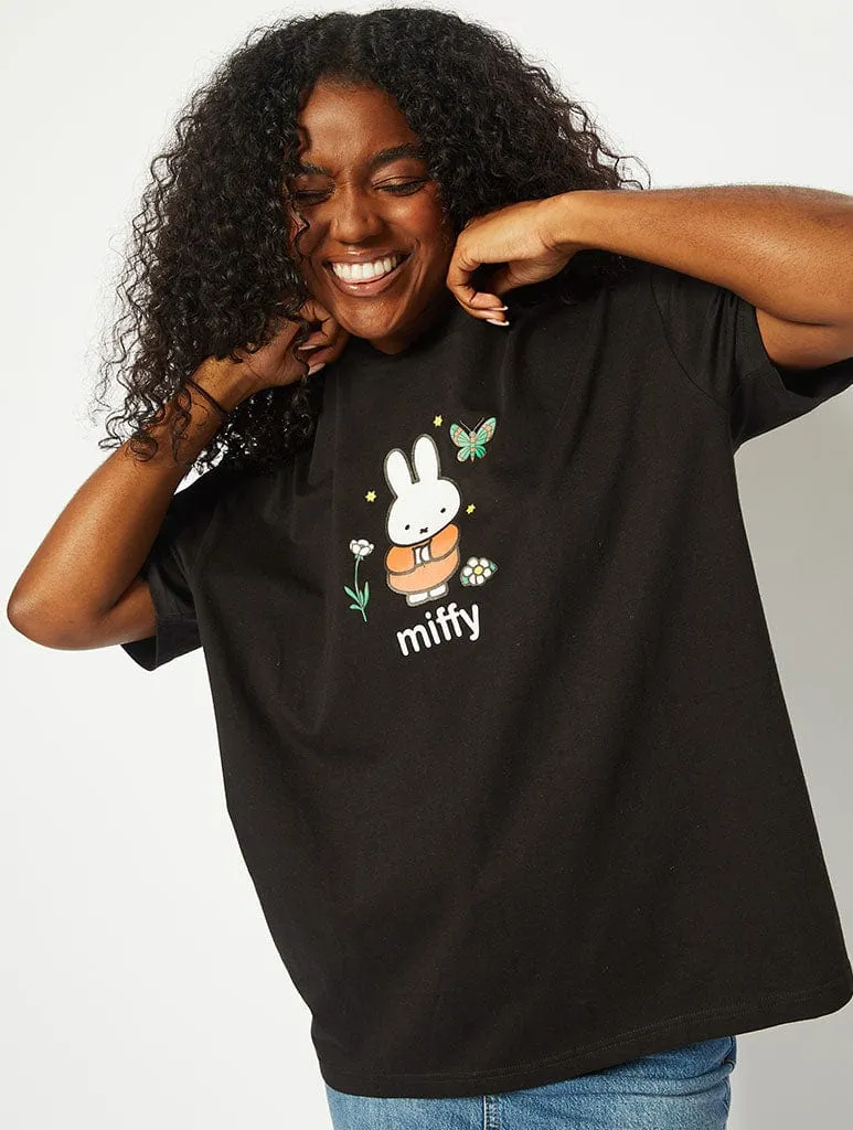 Miffy x Skinnydip Black Oversized T-Shirt sold by Skinnydip London product image thumbnail 2
