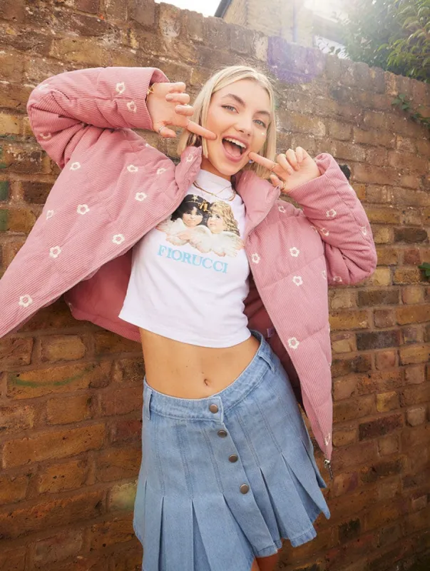 Cord Embroidered Puffer Jacket sold by Skinnydip London