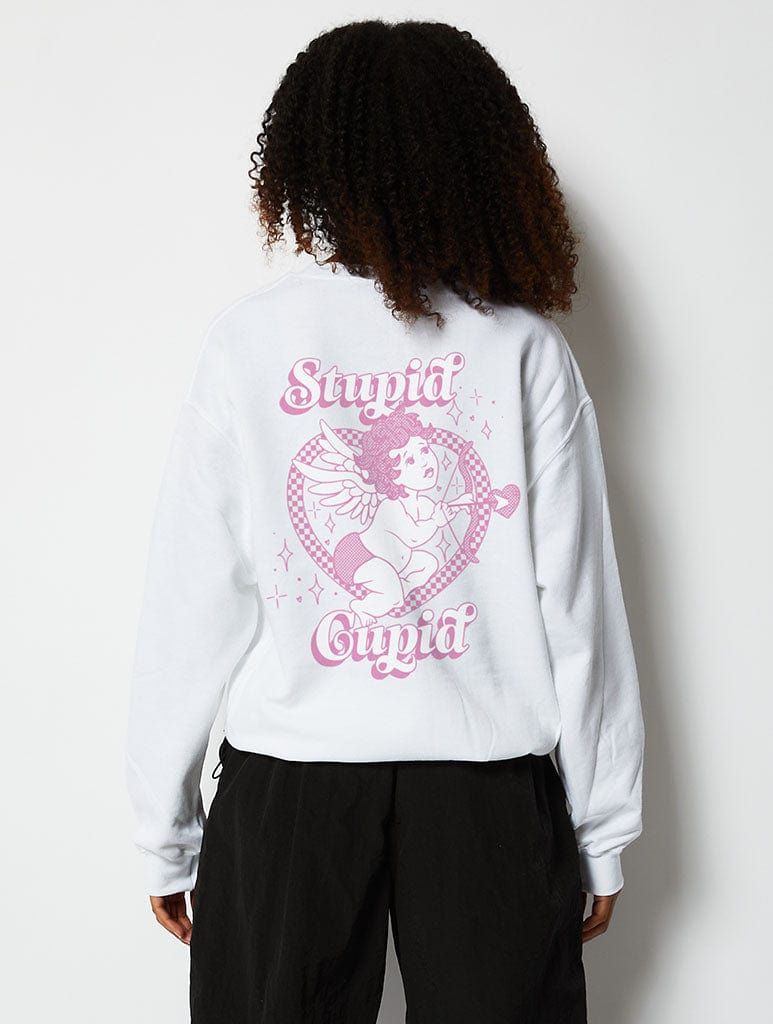 Stupid Cupid Sweatshirt in White sold by Skinnydip London