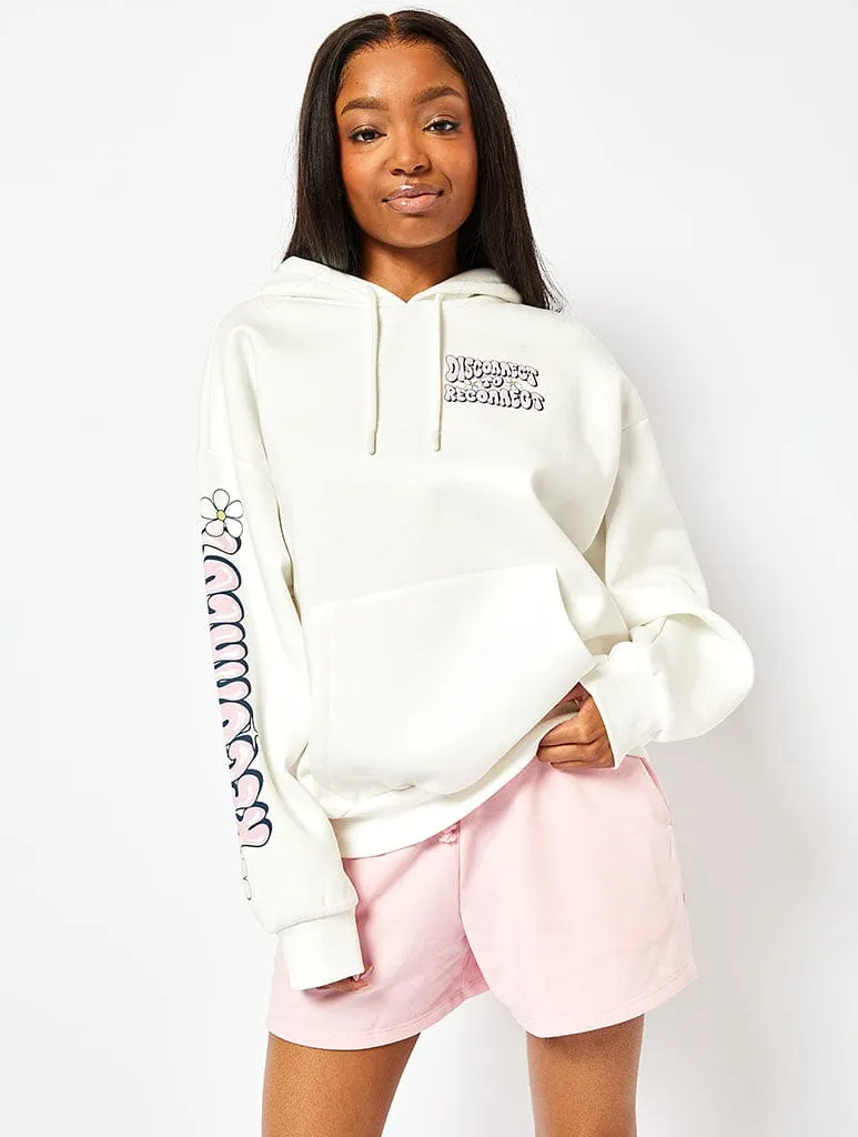 Disconnect to Reconnect Ecru Oversized Hoodie sold by Skinnydip London product image thumbnail 2