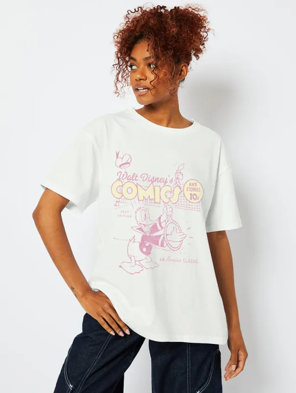 Disney Donald Duck Comic T-Shirt in Ecru sold by Skinnydip London