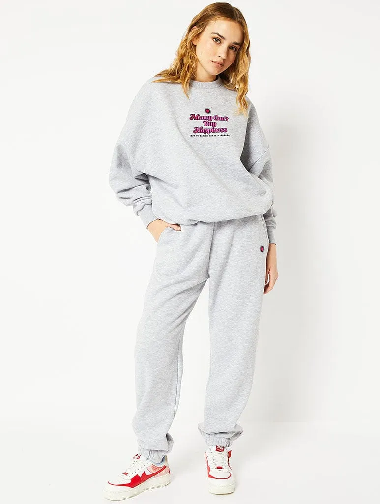 Money Cant Buy Happiness Oversized Sweatshirt in Grey sold by Skinnydip London product image thumbnail 4