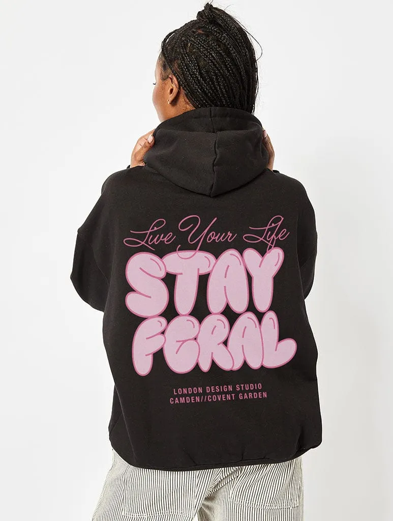 Stay Feral Hoodie In Black sold by Skinnydip London product image thumbnail 2