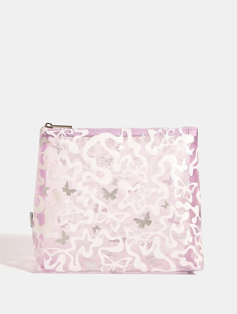 Lilac Butterfly Swirl Wash Bag sold by Skinnydip London
