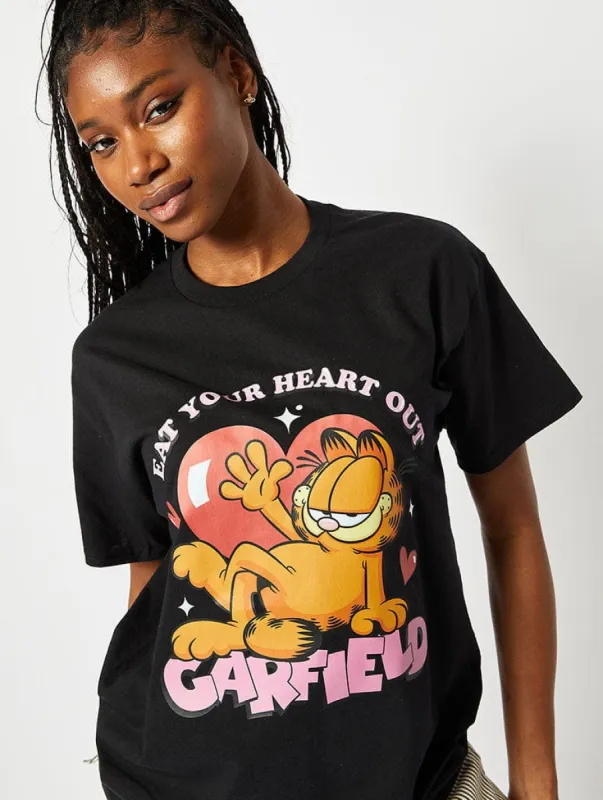 Garfield x Skinnydip Eat Your Heart Out T-Shirt in Black sold by Skinnydip London