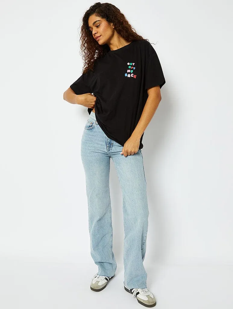 Get Off My Back Graphic Black Oversized T-Shirt sold by Skinnydip London product image thumbnail 4