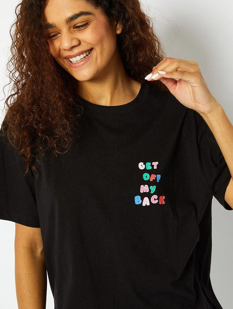 Get Off My Back Graphic Black Oversized T-Shirt sold by Skinnydip London product image thumbnail 2
