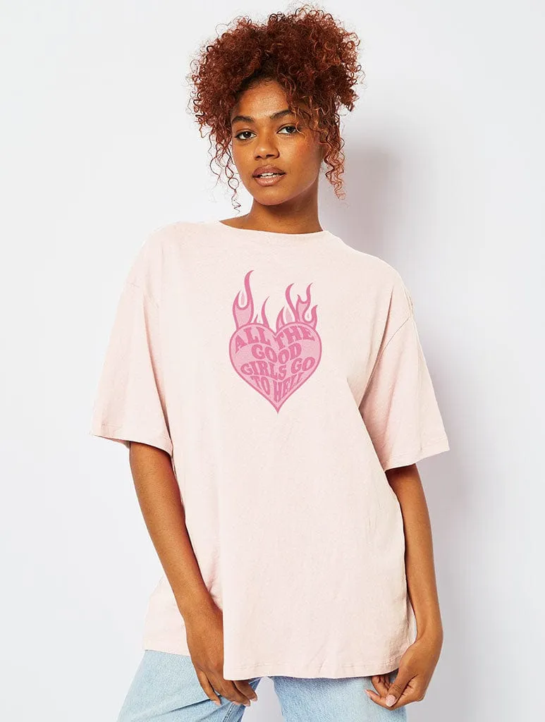 All The Good Girls Go To Hell T-Shirt in Pink sold by Skinnydip London