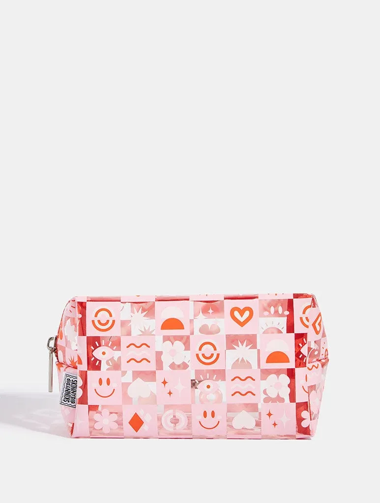 Pink Icon Check Makeup Bag sold by Skinnydip London