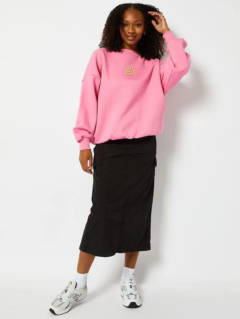 Antisocial Society Oversized Sweatshirt in Pink sold by Skinnydip London product image thumbnail 4