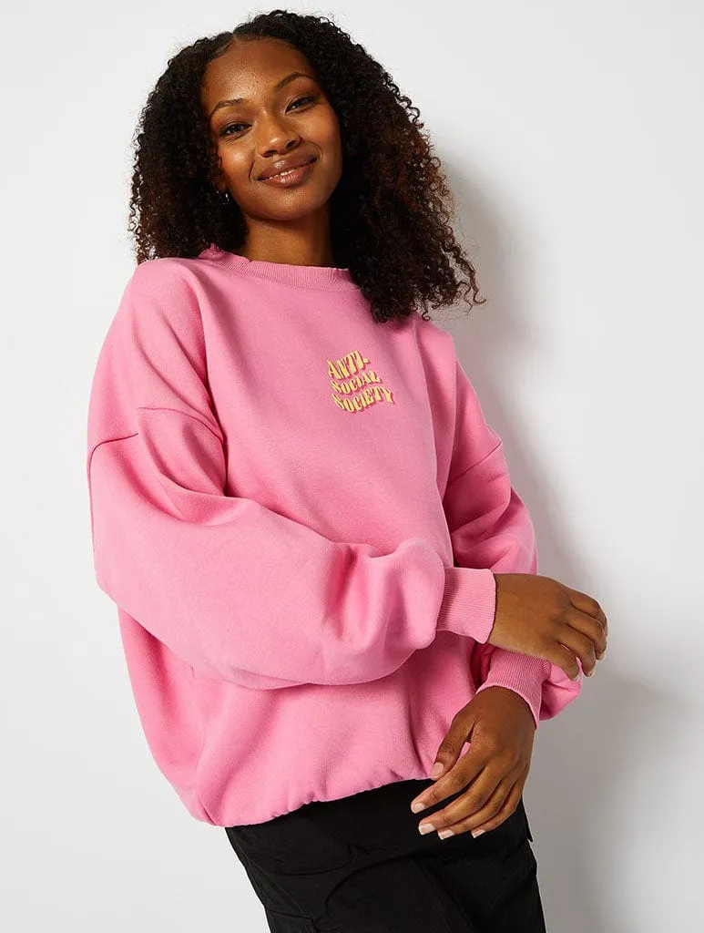 Antisocial Society Oversized Sweatshirt in Pink sold by Skinnydip London product image thumbnail 2