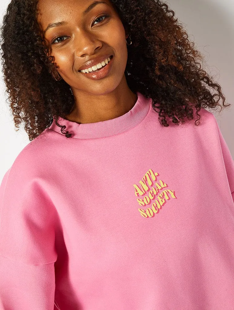 Antisocial Society Oversized Sweatshirt in Pink sold by Skinnydip London product image thumbnail 3