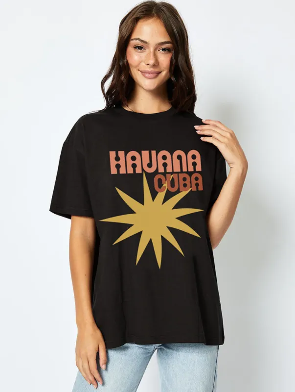 Havana Club T-Shirt in Black sold by Skinnydip London