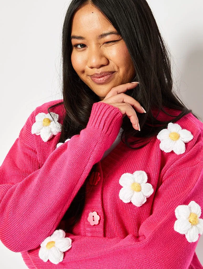 Applique Flower Cardigan in Pink sold by Skinnydip London product image thumbnail 2