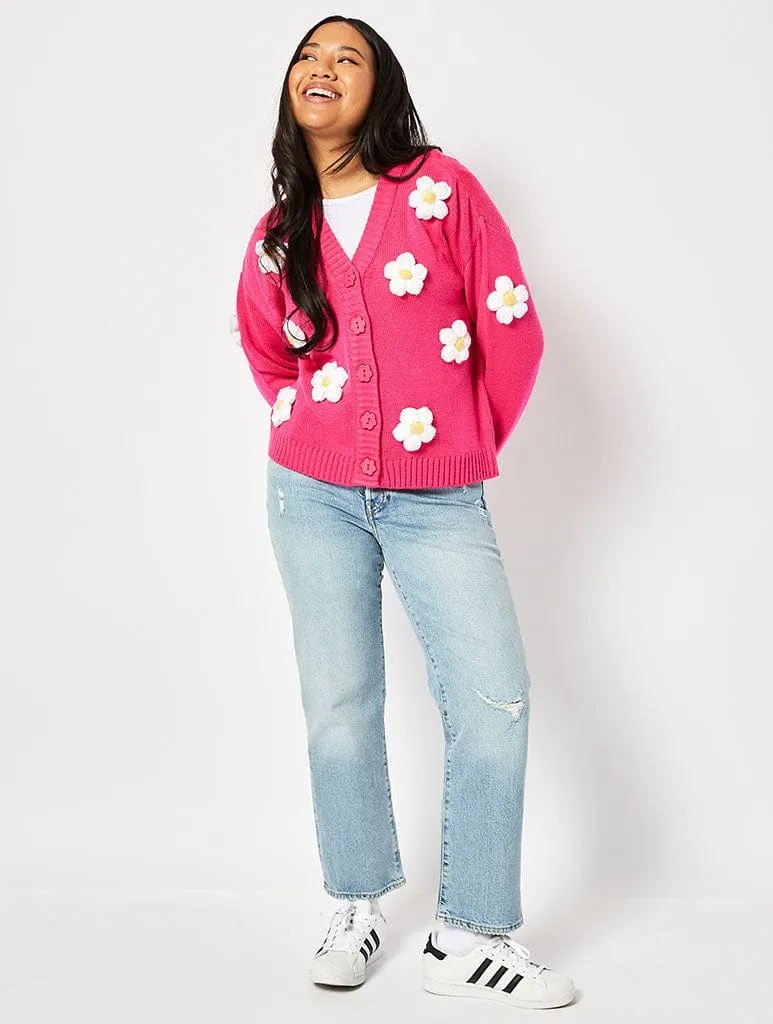 Applique Flower Cardigan in Pink sold by Skinnydip London product image thumbnail 4
