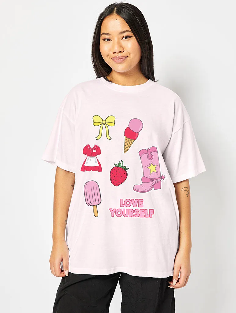 Mallows Beauty x Skinnydip Love Yourself T-Shirt In Pink sold by Skinnydip London