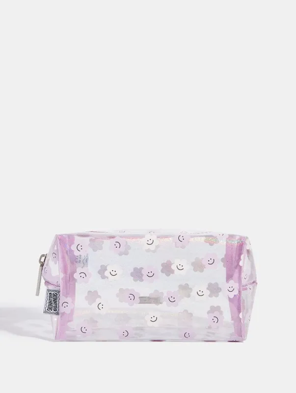 Happy Lilac Daisy Makeup Bag sold by Skinnydip London
