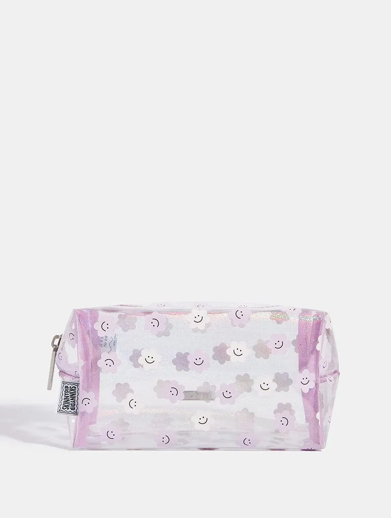 Happy Lilac Daisy Makeup Bag sold by Skinnydip London